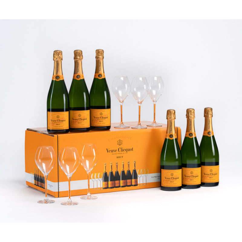 Veuve Clicquot Yellow Label Brut Gift Box with glasses
